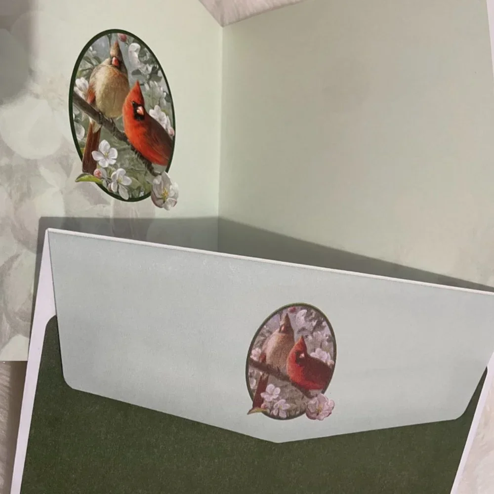 6 Assorted Greeting Cards Animals & Flowers matching print envelopes